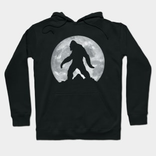 Bigfoot, Sasquatch Night with Full Moon, Minimalist Design With Mountains Hoodie